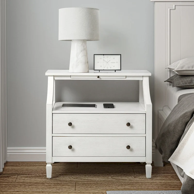Jennifer 2 - Drawer Nightstand with Built-In Outlets and Pull-out Tray by HULALA HOME