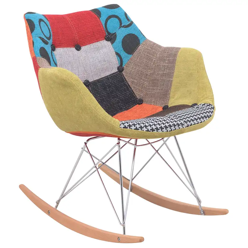Polyester Upholstered Rocking Nursing Chair - Modern Accent Armchair for Home, Living Room, Bedroom