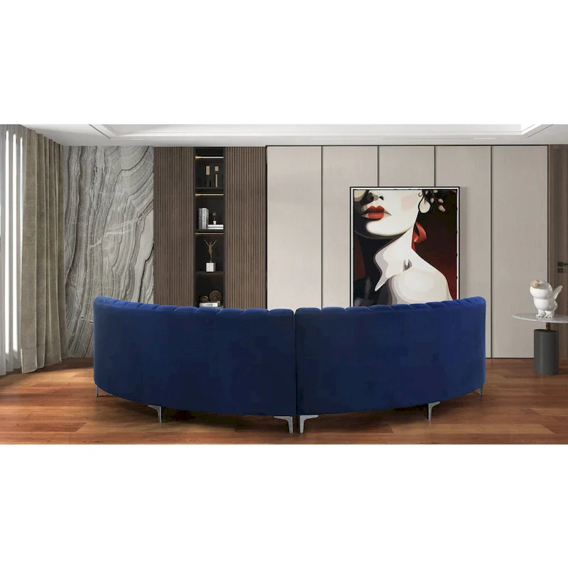 142Velvet Fabric Curve Sectional Sofa - 142