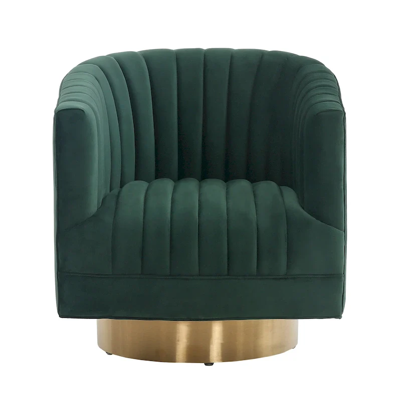 SAFAVIEH Couture Matejka Swivel Channel Tufted Barrel Chair - 28 W x 31 L x 30 H - 28Wx31Dx30H