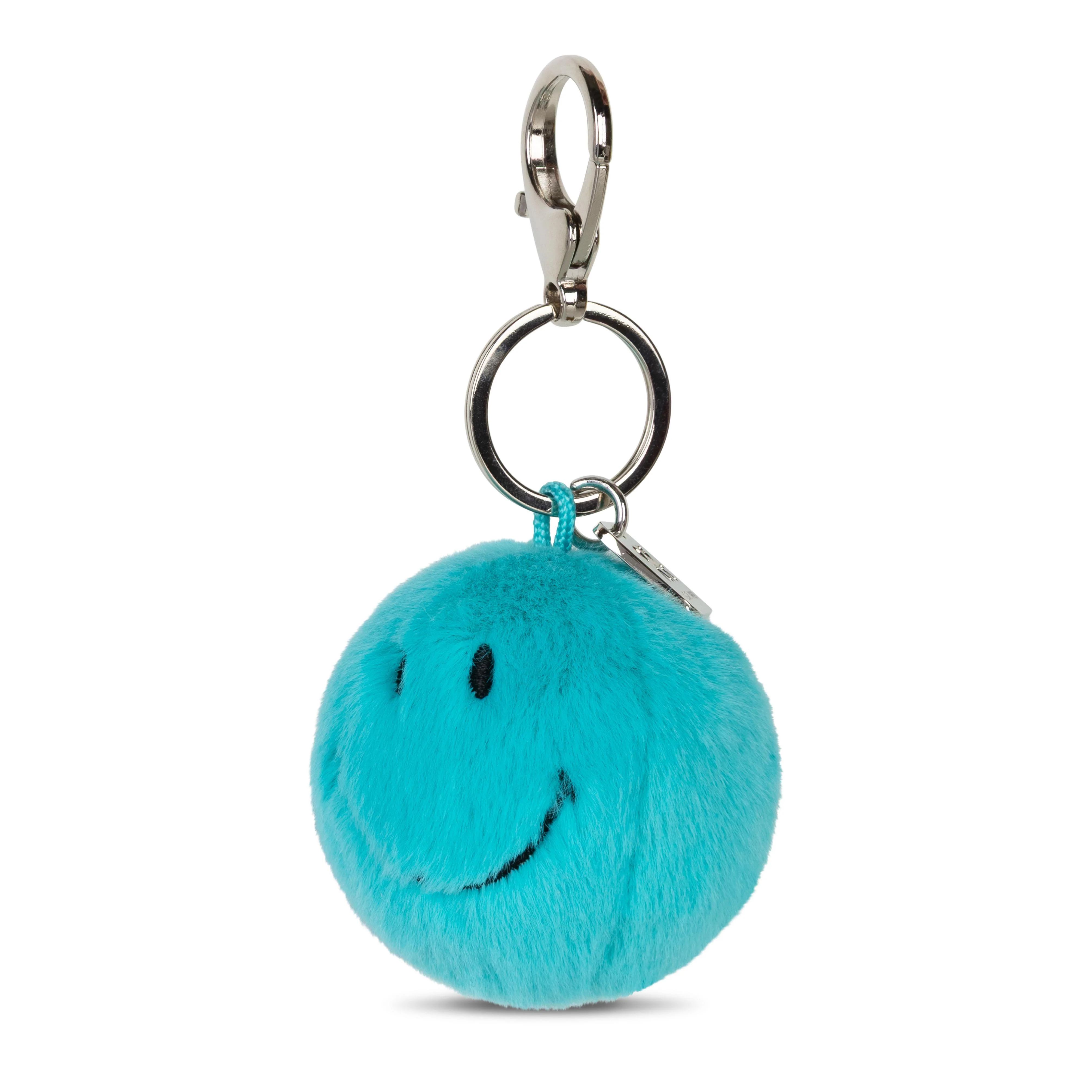 Smiley Keychain ECO Fuzzy Teal 5.5 cm