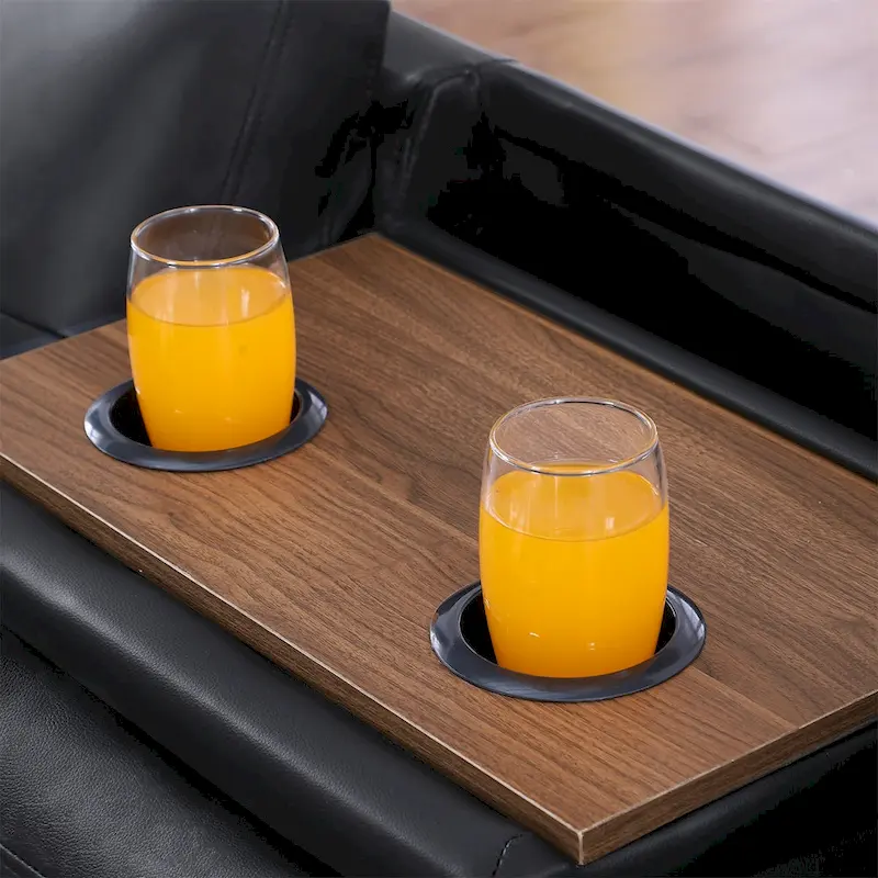 Faux Leather Sectional Sofa with Ottoman and 2 Pillows