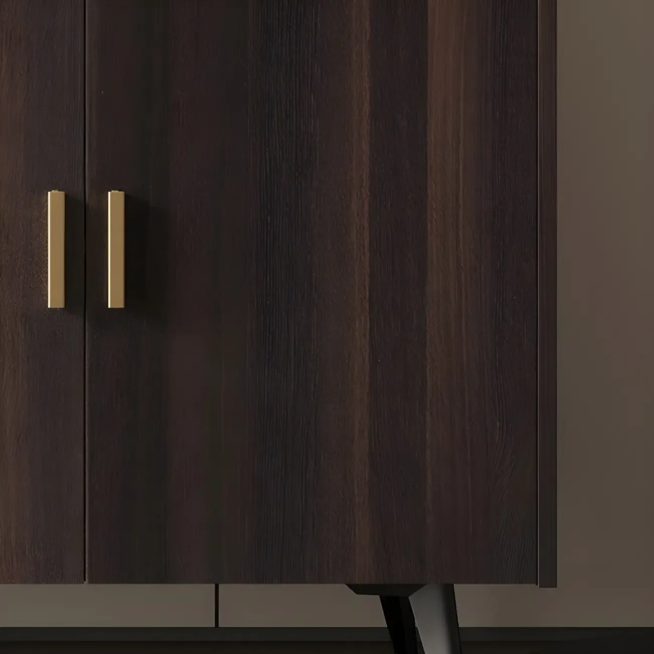 Glam Walnut Wooden Sideboard with Drawers & Cabinets