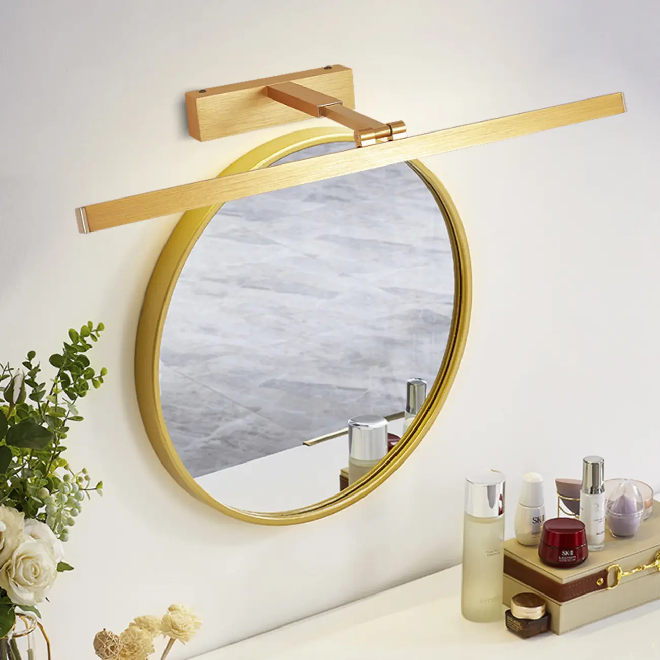 Adjustable Modern Gold LED Linear Vanity Light for Bathroom