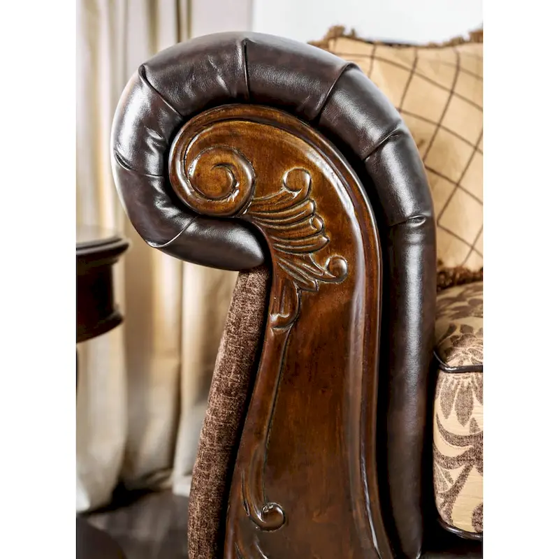 Rend Traditional Faux Leather Rolled Arms Tufted Sofa by Furniture of America