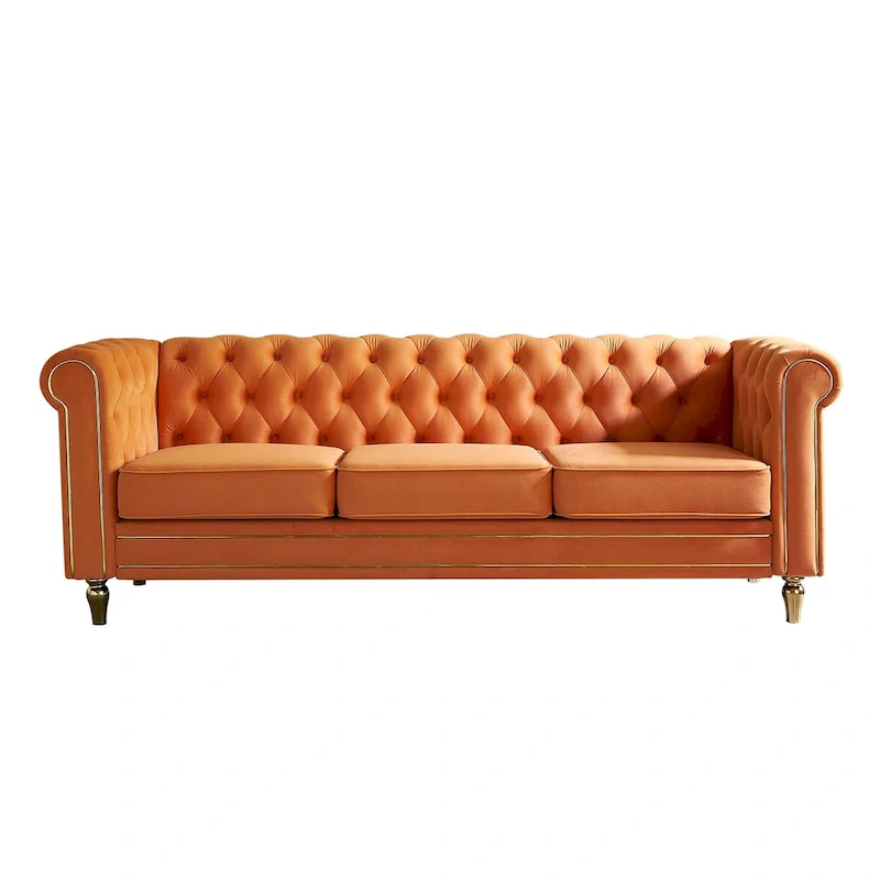 Modern Style Velvet Sofa 84.65 inch for Living Room
