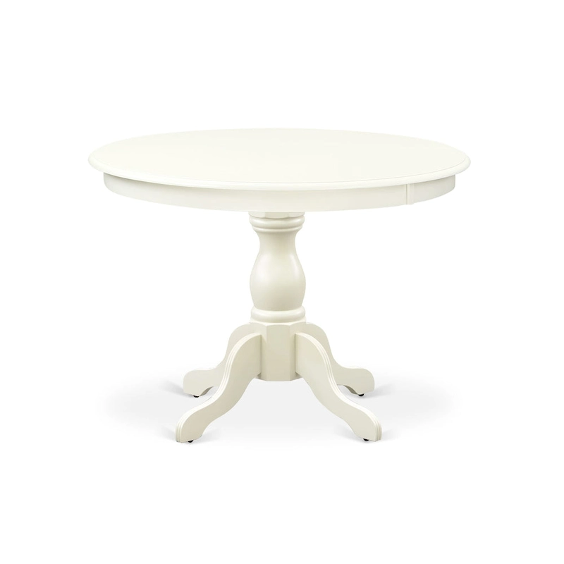 East West Furniture 3 Piece Dining Table Set Contains a Round Dining Table and 2 Linen Fabric Parson Chairs, (Finish Options)