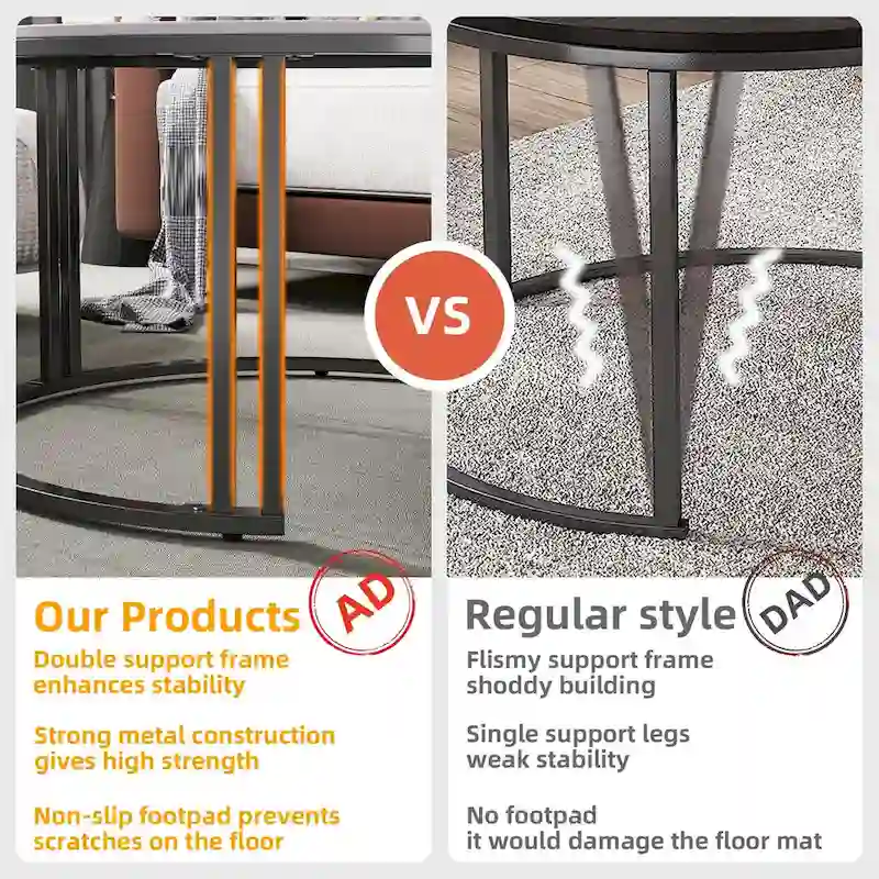 2X Round Nested Coffee Table SinteredStone Top Metal Tables - 27x16