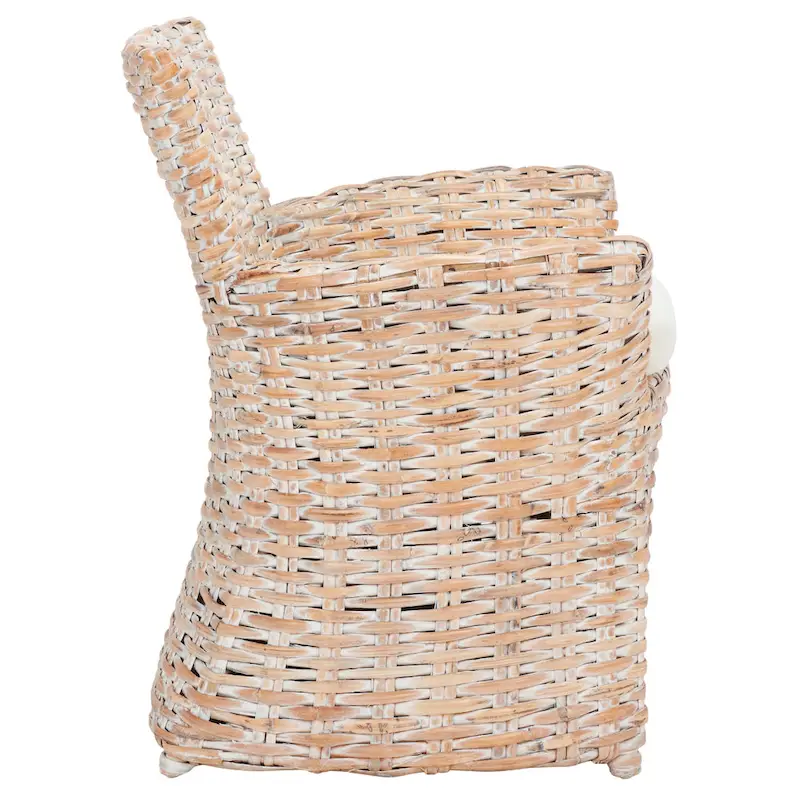 SAFAVIEH Ginny Wicker Washed Out Grey Arm Chair - 28 W x 24 D x 33 H - 28Wx24Dx33H