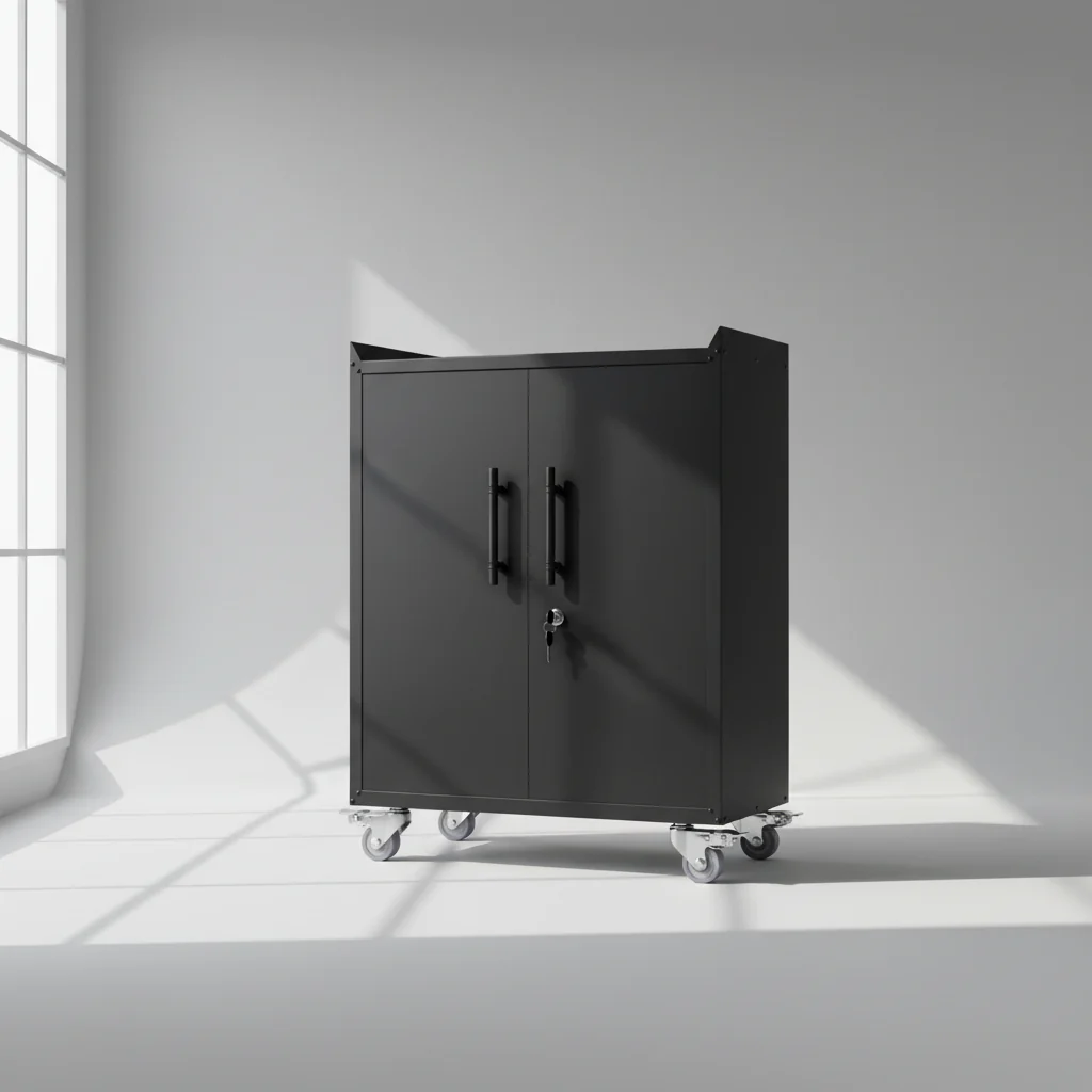 2 Door Tool Cabinets for Garage, Lockable Garage Storage Cabinet, Locking Metal Storage Cabinet with Wheels
