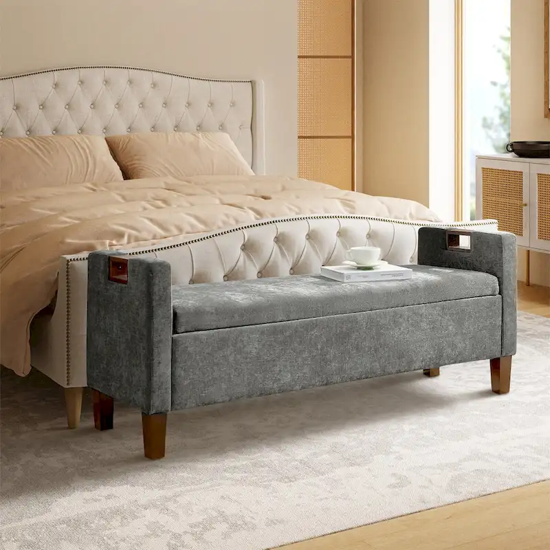 Clara Storage Bench with Solid Wood Legs by HULALA HOME