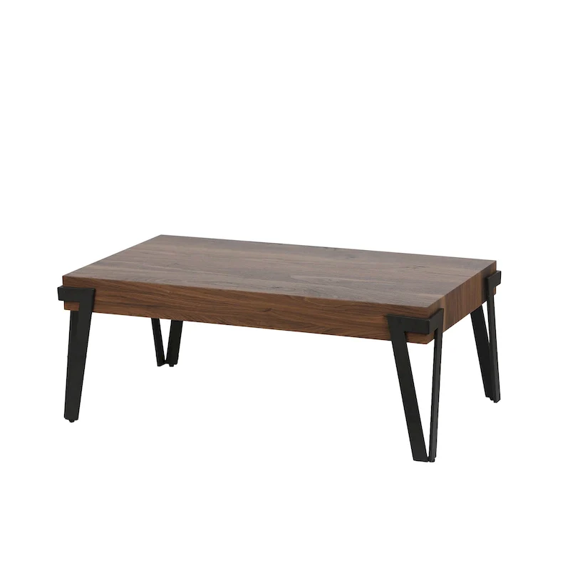 43-inch Industrial Wood and Metal Coffee Table - 17  H x 43.38  W x 24.5  D