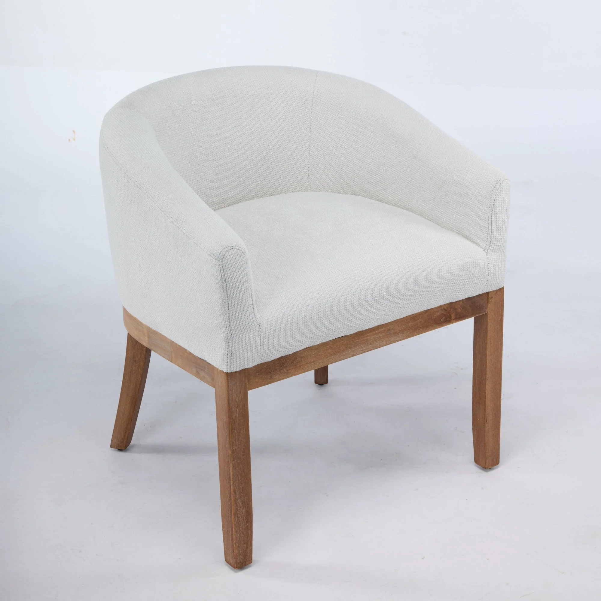 Mid Century Modern Upholstered Linen Barrel Dining Chairs