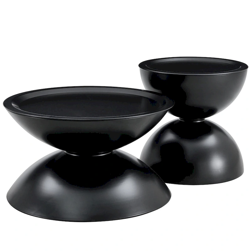 Round Storage Coffee Tables with Metal Frame (Set of 2)