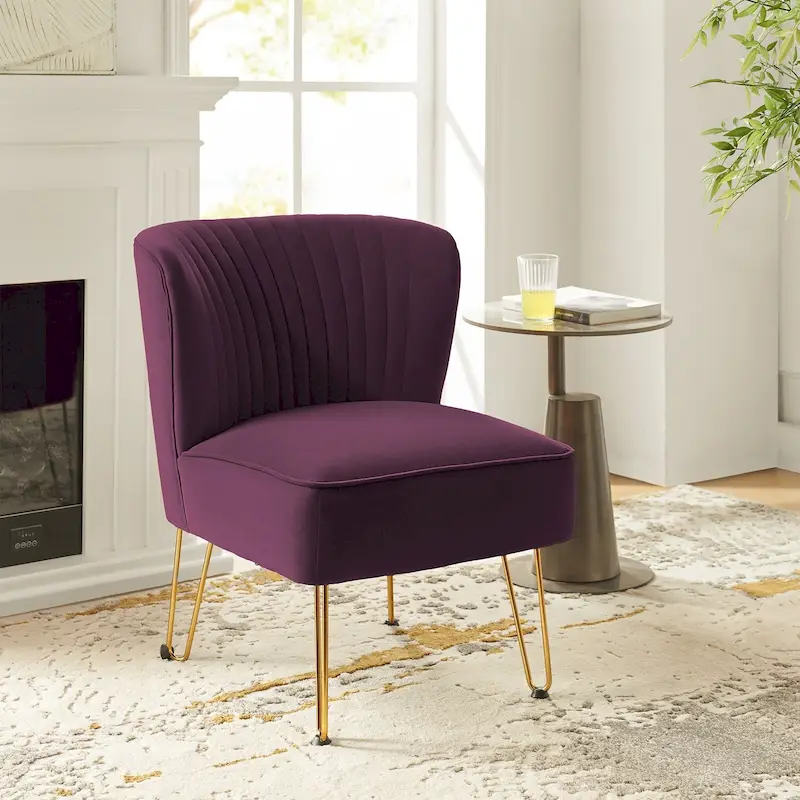 Barto Modern Velvet Tufted Side Chair with Golden Legs by HULALA HOME