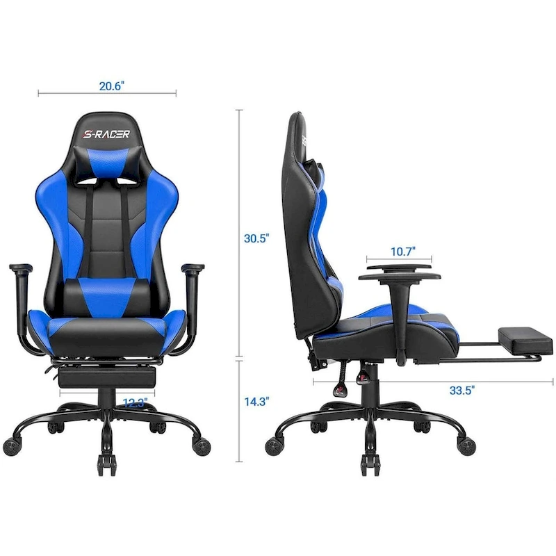 Gaming Chair with Footrest - Ergonomic Desk Chair