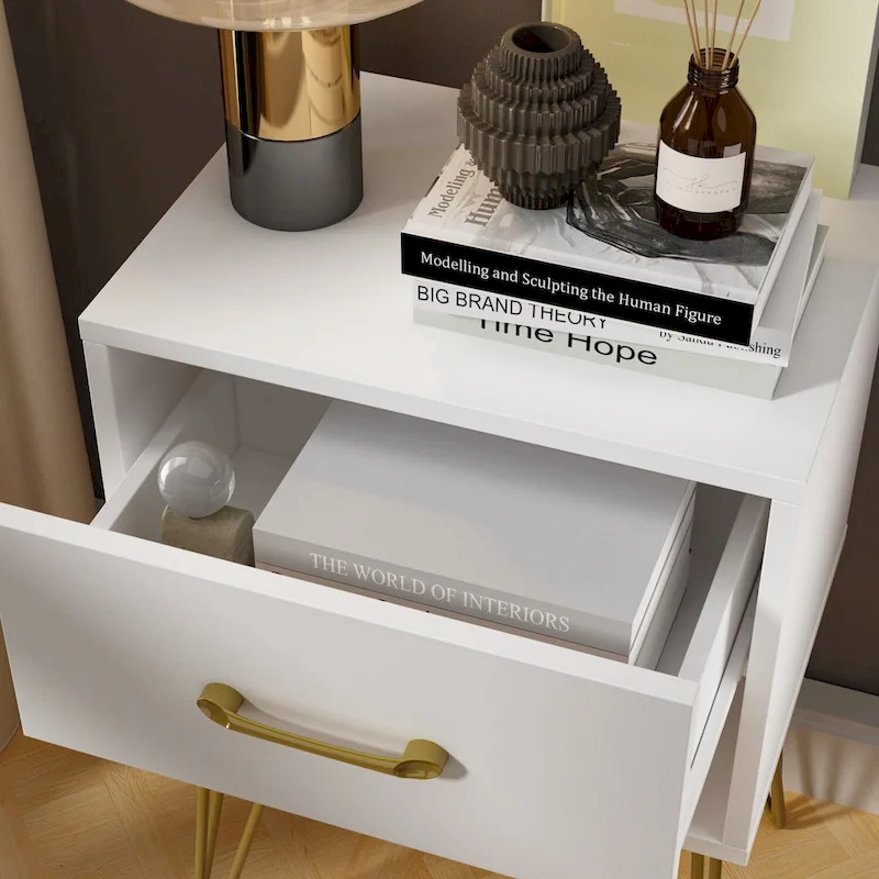 1-Drawer Nightstand With One-Open Shelf