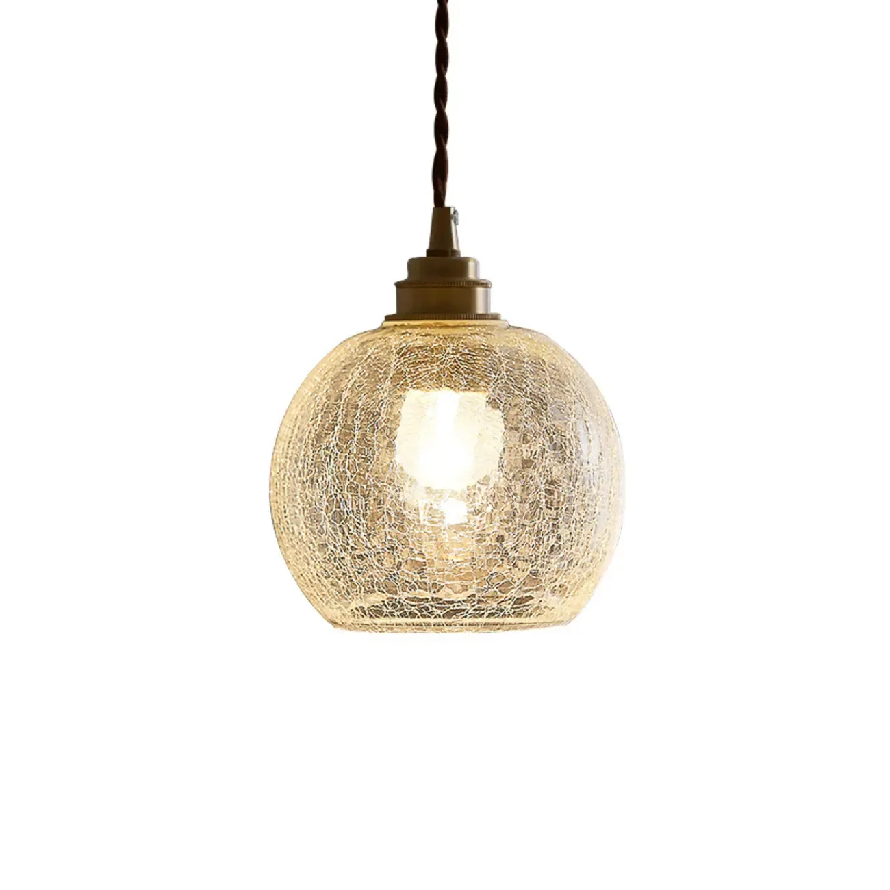 Modern Adjustable Gold Crakle Glass Globe Pendant Light