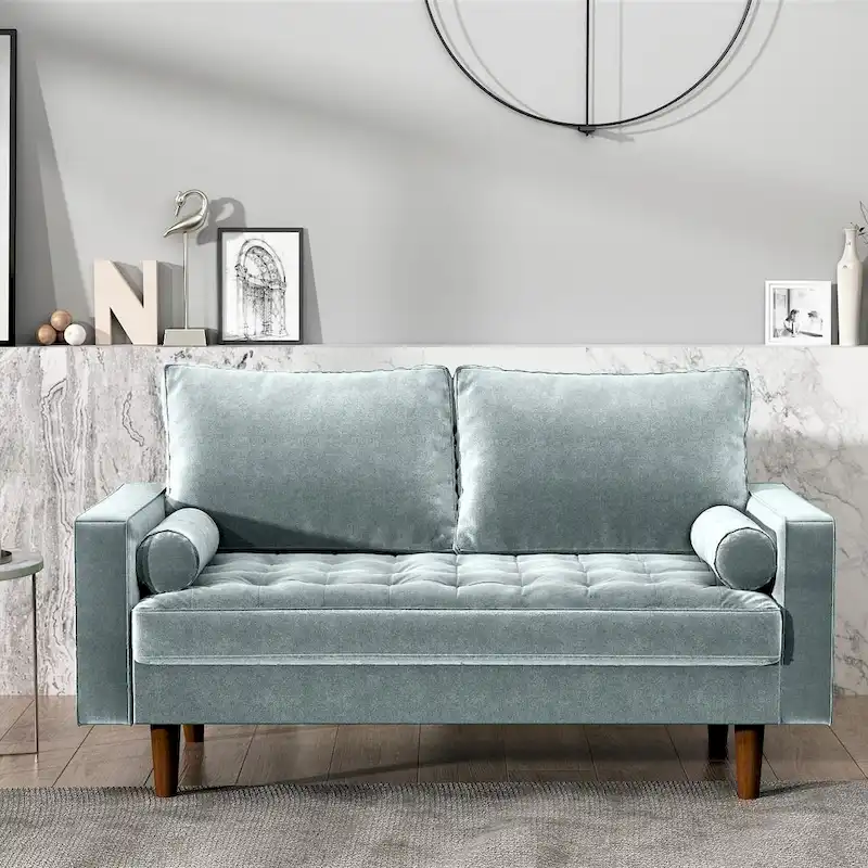 Luis Mid-century Modern Tufted Velvet Loveseat - N/A
