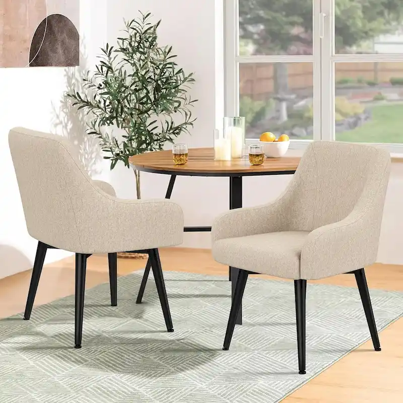 Swivel Dining Chairs Set of 2 Upholstered Accent Chairs Living Room Chairs Desk Office Arm Chair