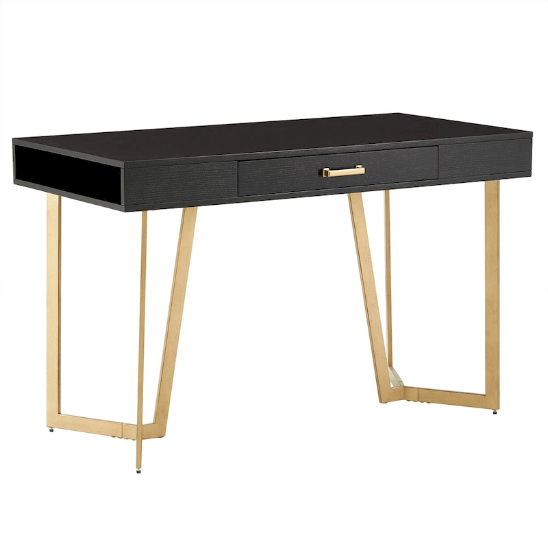 Cheyenne Black Finish Writing Desk with Gold Metal Base by iNSPIRE Q Modern