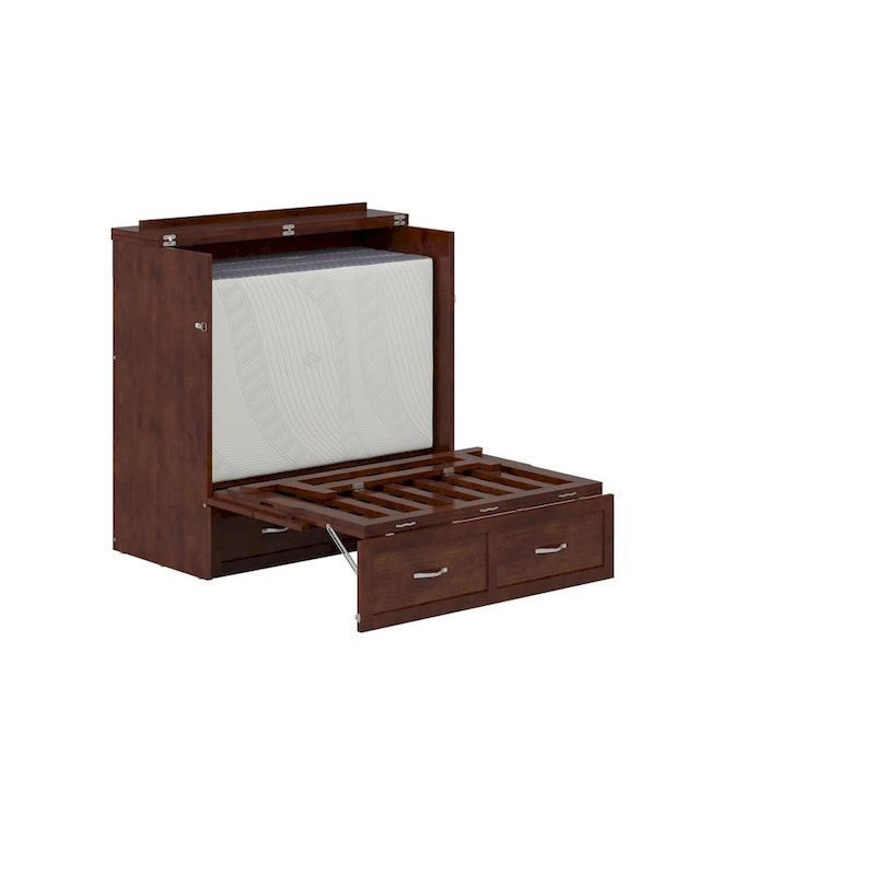 Northfield Twin XL Murphy Bed Chest with Mattress in Walnut