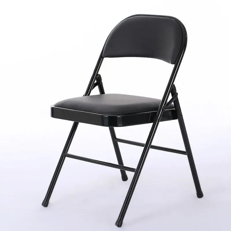 Folding Chairs with Leather Padded Seats Black 4-Pack
