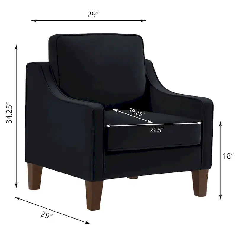 Modern Velvet Upholstered Armchair with Wooden Legs