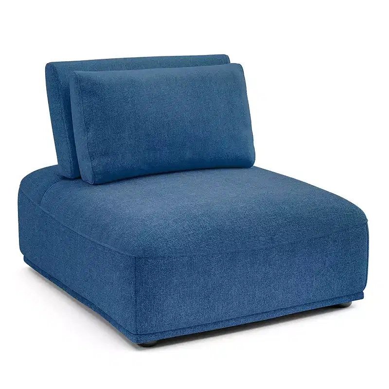 Blue Chenille Armless Recliner Chair, 1-Seat