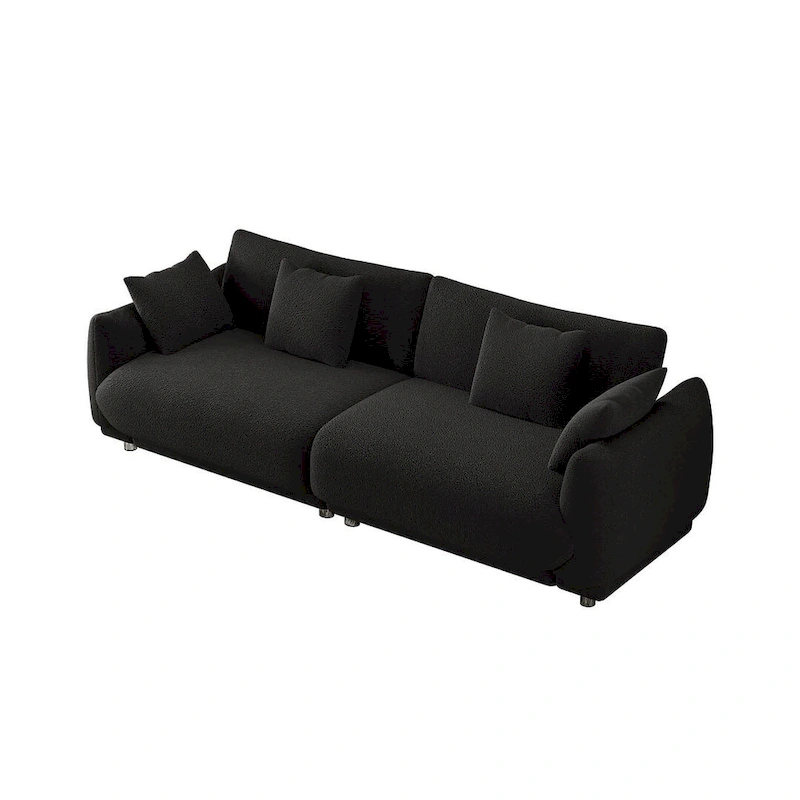 86.6  Modern Teddy Velvet Triple Sofa with 4 Pillows and Metal Legs