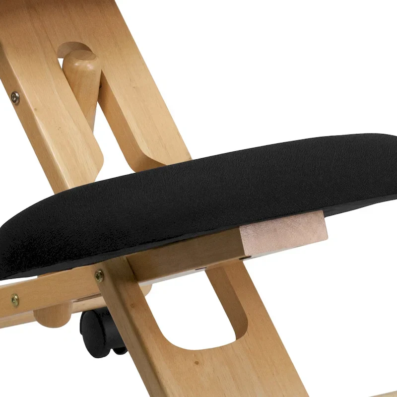 Wooden Ergonomic Kneeling Office Chair in Fabric