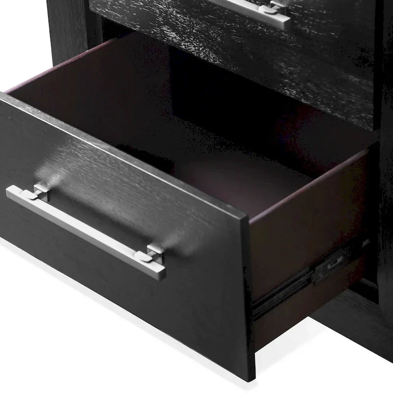 Modern Black Solid Wood 6-Piece King Bedroom Set Cedar-Lined Bottom Drawer