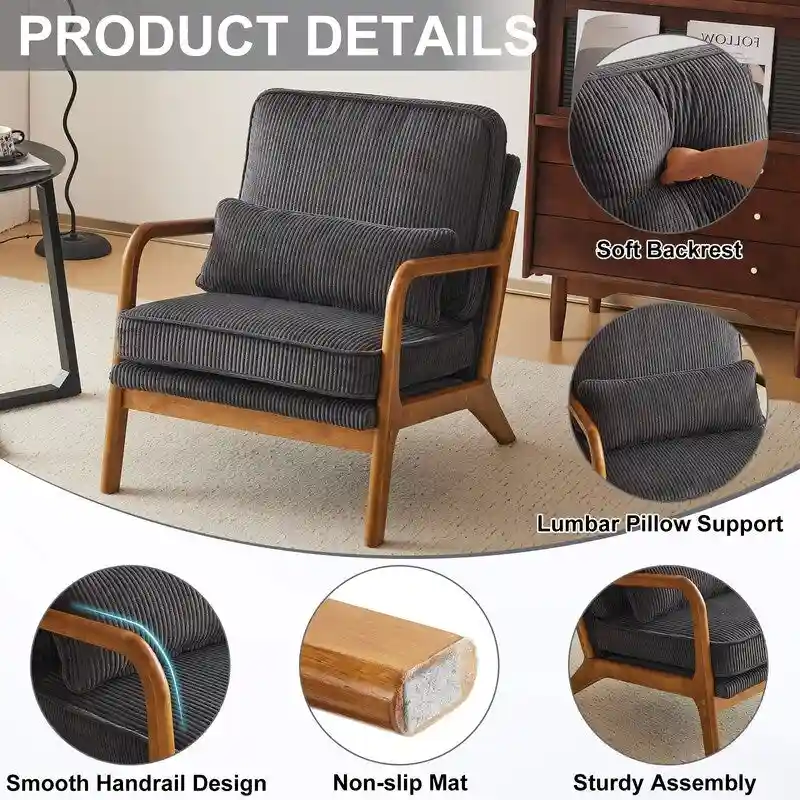 2-pc Upholstered Linen Blend Accent Chair