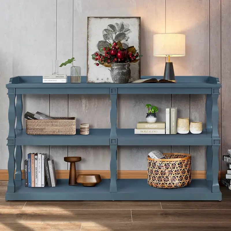 Console Table with 3-Tier Open Storage Spaces - N/A