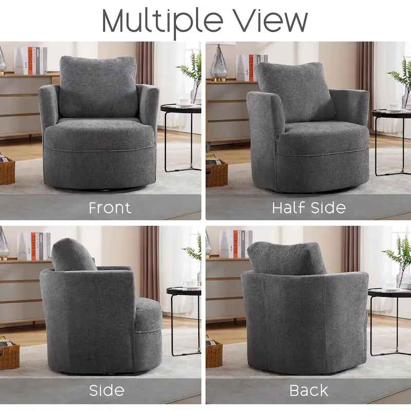 HOMYKA Swivel Accent Barrel Chair Round Arm Chair with Pillow