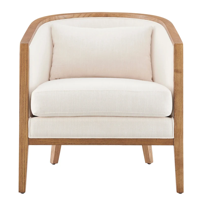 Tillman Linen Accent Arm Chair with Rattan