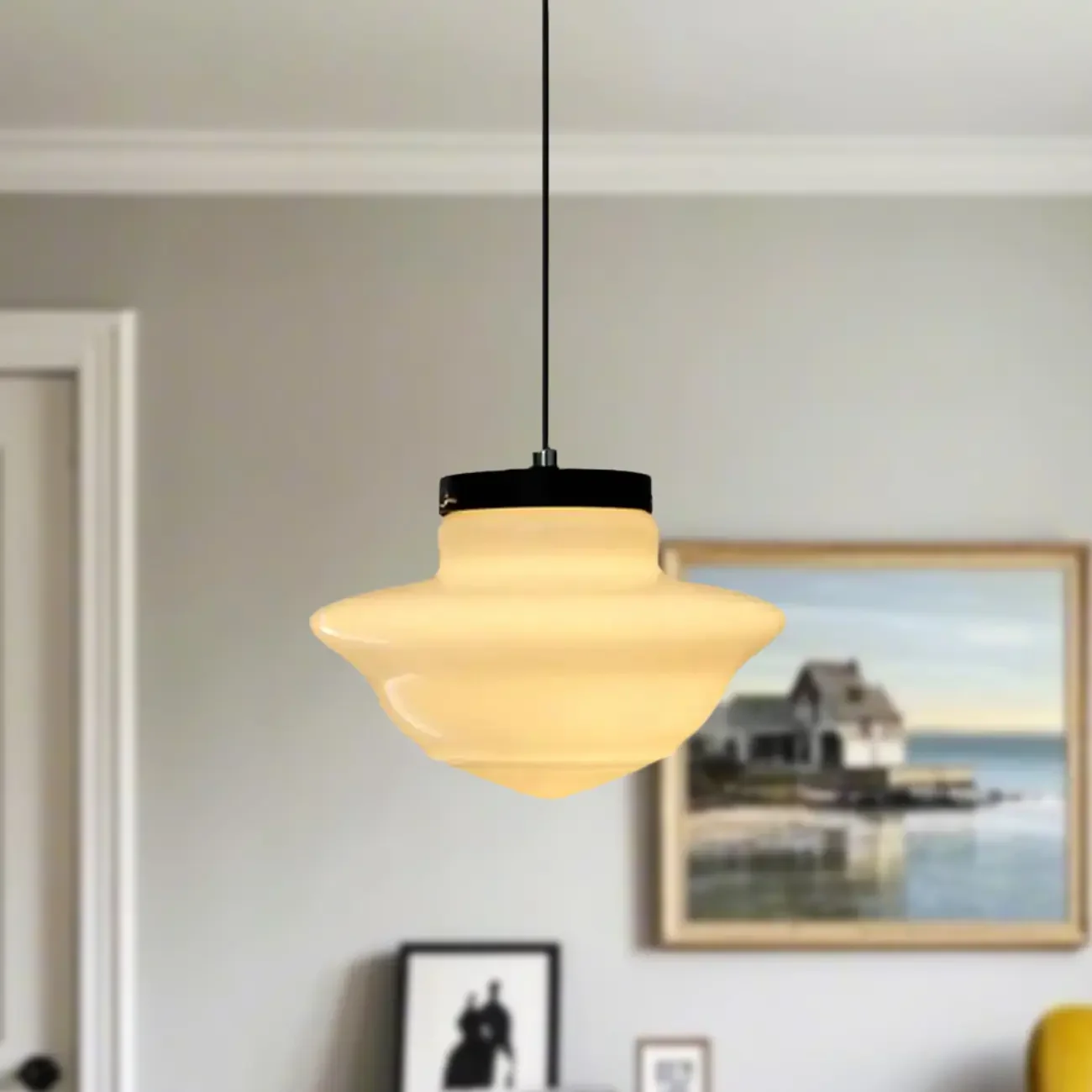 Modern Frosted Glass LED bedside pendant lamp in Hazelnut Tone