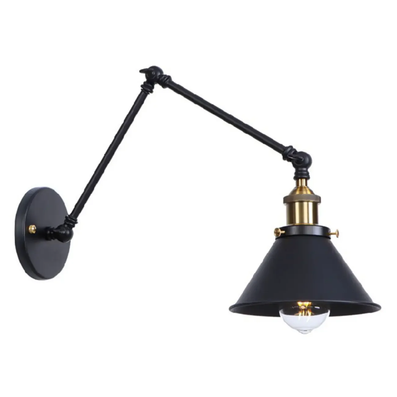 Vintage Adjustable Swing Arm Wall Light for Living Room
