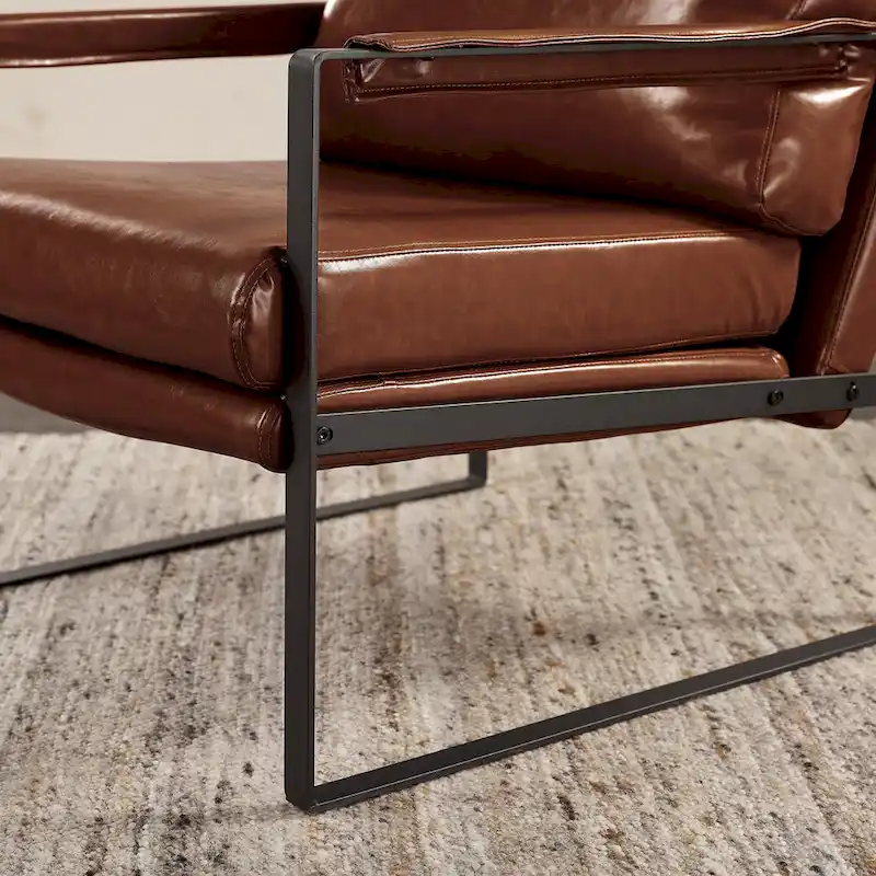 Art Leon Modern Faux Leather Accent Chairs Set of 2