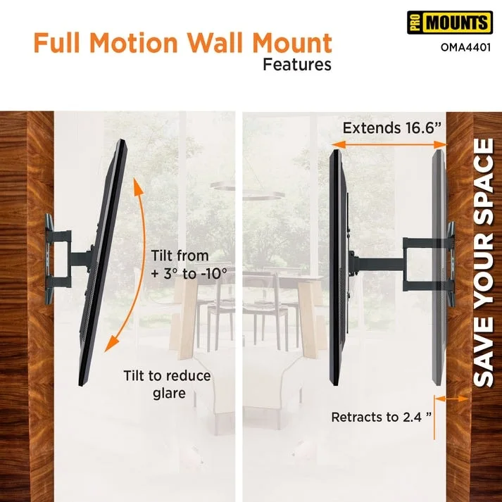 ProMounts Articulating Full Motion TV Wall Mount - 24-60