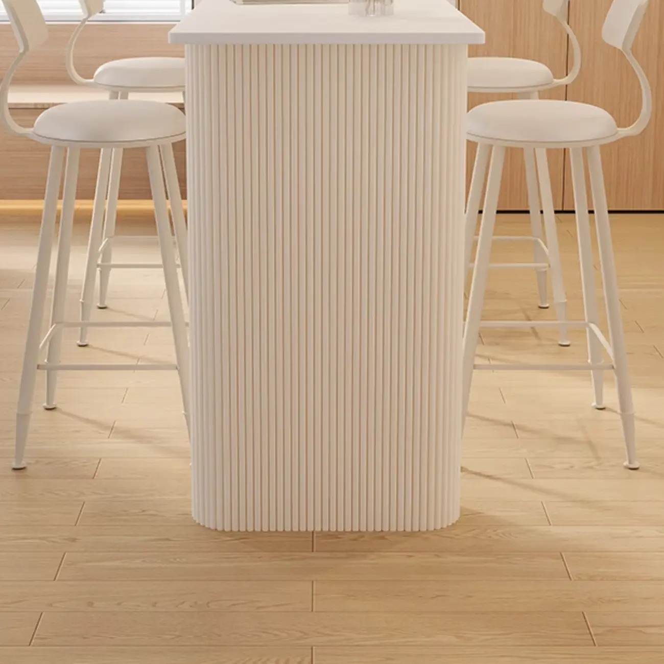 Modern White Stone Top Metal Double Pedestal Bar Tables