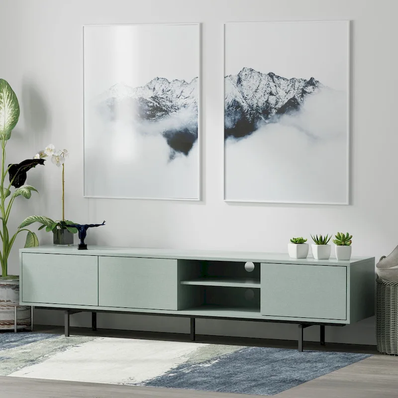 Glenwillow Home Atlas 78  x 20  Lowboy Mid-Century Modern TV Stand Console