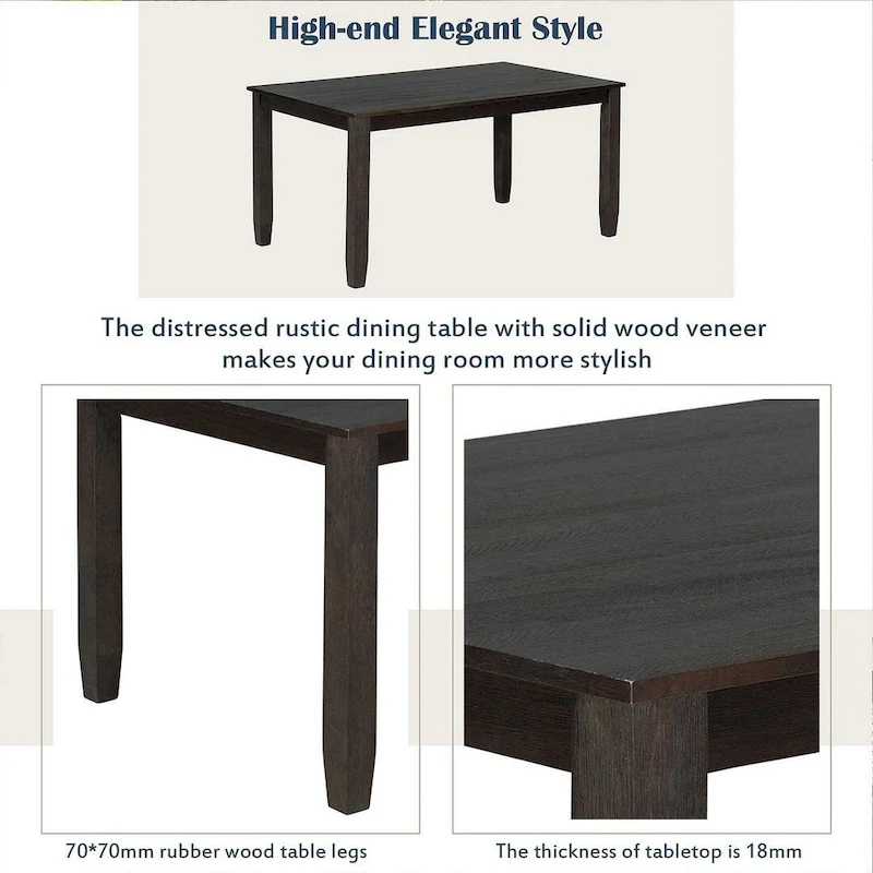 6-Piece Dining Room Table Set with 4 Chairs & a Bench