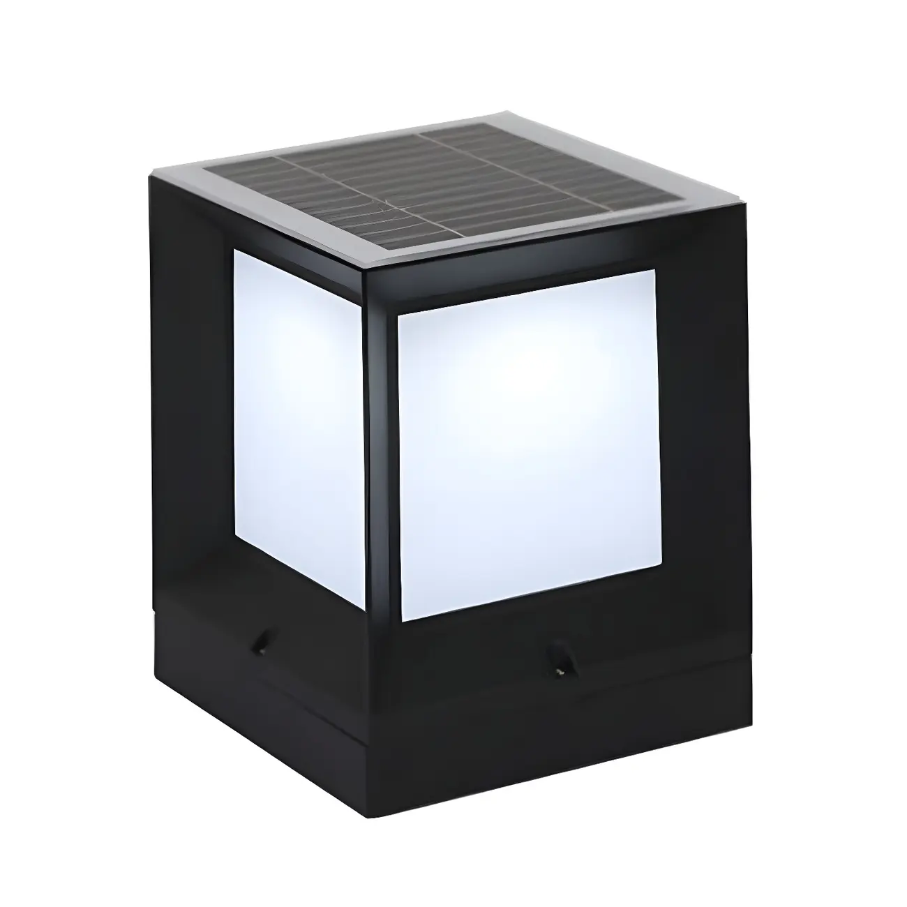 Simple Smooth Metal Cube Post Cap Light