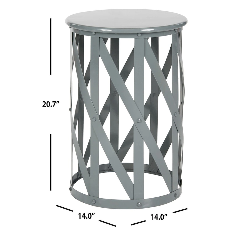 SAFAVIEH Soultana Grey Lattice Iron Stool - 14 x 14 x 20.7 - 14Wx14Dx20H