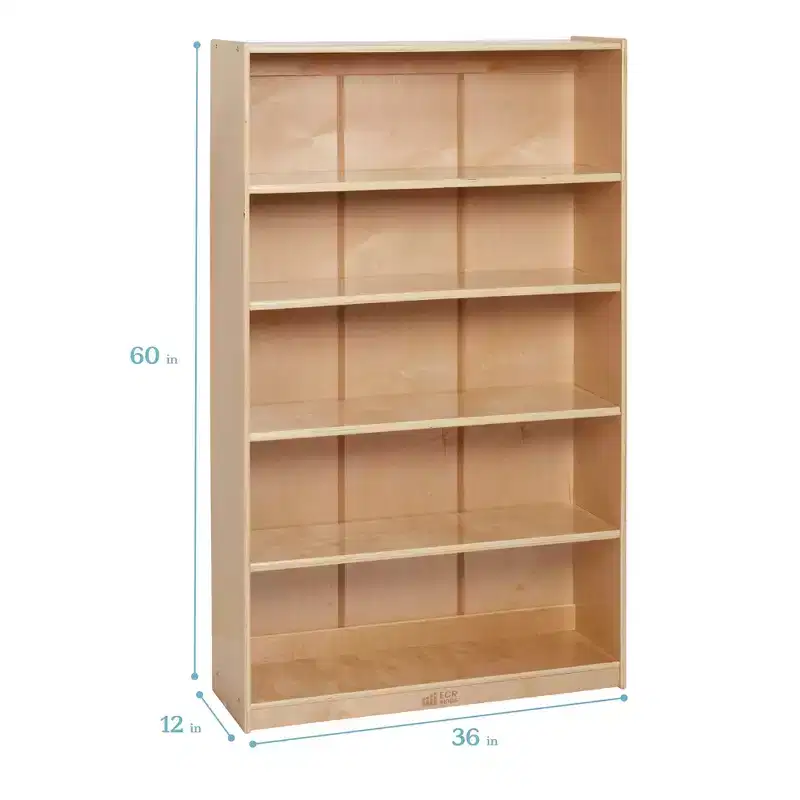 ECR4Kids Wooden Classic Bookcase with Adjustable Shelves, 60in, Classroom Bookshelf