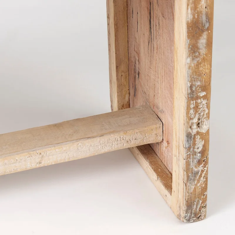 Reclaimed Wood Entryway Bench, Brown, Rustic, Boxy Frame, 47