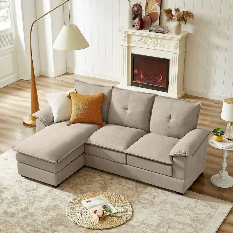 L-Shaped Sectional Sofa with Cloud-Like Seats - 82.28 Inches - Perfect for Living Room