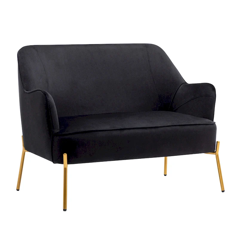 Porthos Home Kyler Loveseat Couch Sofa, Velvet Upholstery, Gold Chrome Legs
