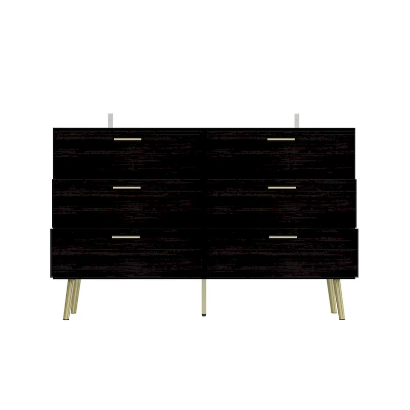 Timechee Modern 6 Drawer Storage Chest Double Dresser Sideboard Cabinet